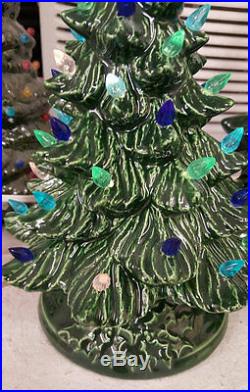 Small VINTAGE style ceramic Christmas tree, 9.5 tall, Ready to light