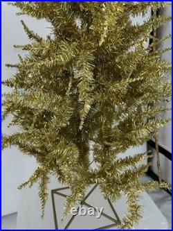 Sparkle Gold Aluminum Tinsel Christmas Tree Mid Century MCM Holiday 60s Vintage Sparkle Gold Aluminum Tinsel Christmas Tree Mid Century MCM Holiday 60s Vintage