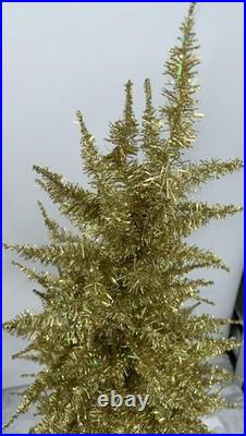 Sparkle Gold Aluminum Tinsel Christmas Tree Mid Century MCM Holiday 60s Vintage Sparkle Gold Aluminum Tinsel Christmas Tree Mid Century MCM Holiday 60s Vintage