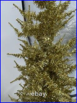 Sparkle Gold Aluminum Tinsel Christmas Tree Mid Century MCM Holiday 60s Vintage