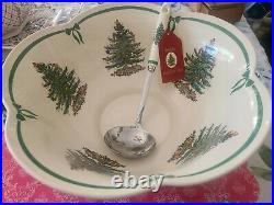 Spode Christmas Tree Punch Bowl & Ladel Vintage Large