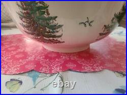 Spode Christmas Tree Punch Bowl & Ladel Vintage Large