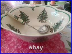 Spode Christmas Tree Punch Bowl & Ladel Vintage Large