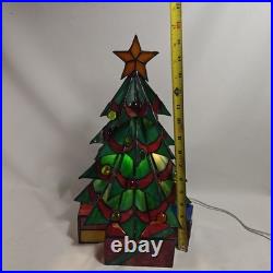 Stained Glass Christmas Tree Large 16 Tall Works Holidays Vintage Decorations
