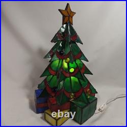 Stained Glass Christmas Tree Large 16 Tall Works Holidays Vintage Decorations