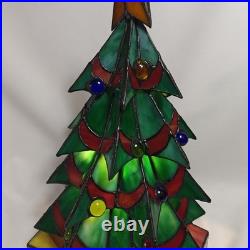 Stained Glass Christmas Tree Large 16 Tall Works Holidays Vintage Decorations