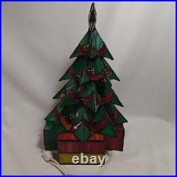 Stained Glass Christmas Tree Large 16 Tall Works Holidays Vintage Decorations