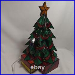 Stained Glass Christmas Tree Large 16 Tall Works Holidays Vintage Decorations