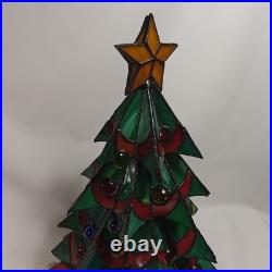 Stained Glass Christmas Tree Large 16 Tall Works Holidays Vintage Decorations
