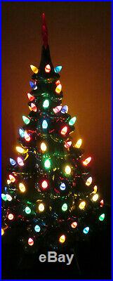 Stunning Retro Vintage 21 Ceramic Christmas Tree Decoration, C 1970's, Lights