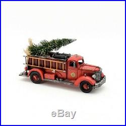 Sturdy 18 Metal Vintage 1940s Style Model FIRE TRUCK with Christmas Tree