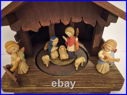 THORENS Vintage ANRI Nativity Wooden Music Box O' Christmas Tree Switzerland