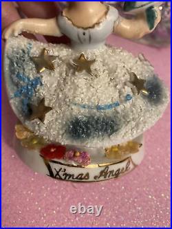 TMJ Vintage Christmas Girl Angel Holds Tree Stars Japan Figurine