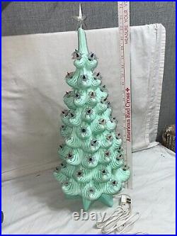 TURQUOISE Vintage ATLANTIC MOLD Ceramic 24 CHRISTMAS TREE Unique Color & Lights