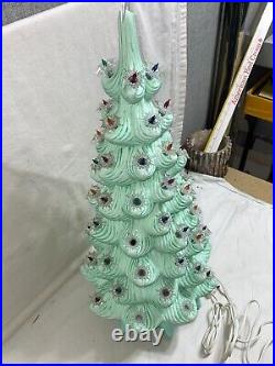 TURQUOISE Vintage ATLANTIC MOLD Ceramic 24 CHRISTMAS TREE Unique Color & Lights