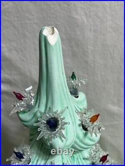 TURQUOISE Vintage ATLANTIC MOLD Ceramic 24 CHRISTMAS TREE Unique Color & Lights