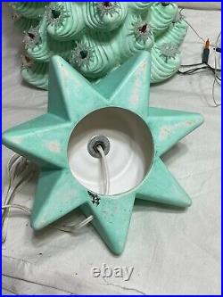 TURQUOISE Vintage ATLANTIC MOLD Ceramic 24 CHRISTMAS TREE Unique Color & Lights