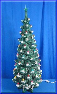 Tall 33 Inch Vintage Ceramic Christmas Tree Gumball Lights 3 Piece Atlantic Mold