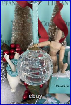 Tiffany&Co Cut Crystal Glass Ball Ornament Drape Christmas Holiday Tree Box Vtg