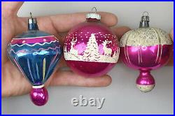 Twelve VTG Mercury Glass Christmas Tree Ornaments Bells Indented Teardrops Misc
