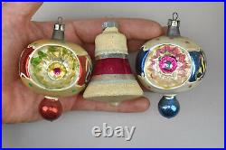 Twelve VTG Mercury Glass Christmas Tree Ornaments Bells Indented Teardrops Misc