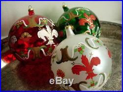 Ultra RARE Vintage GUCCI Christmas Tree Holiday Hand painted Glass Ornaments