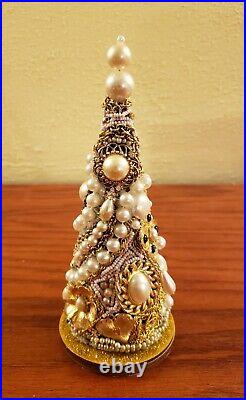 Unique Jeweled Holiday Christmas Tree Handcrafted Vintage Jewelry Tree Village