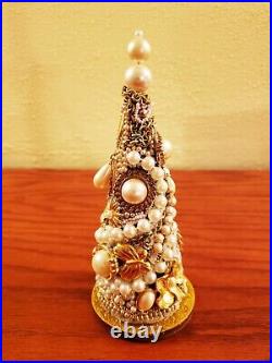 Unique Jeweled Holiday Christmas Tree Handcrafted Vintage Jewelry Tree Village