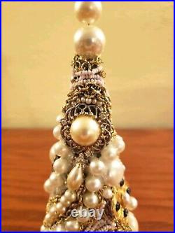 Unique Jeweled Holiday Christmas Tree Handcrafted Vintage Jewelry Tree Village