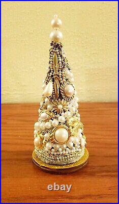 Unique Jeweled Holiday Christmas Tree Handcrafted Vintage Jewelry Tree Village