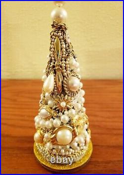 Unique Jeweled Holiday Christmas Tree Handcrafted Vintage Jewelry Tree Village