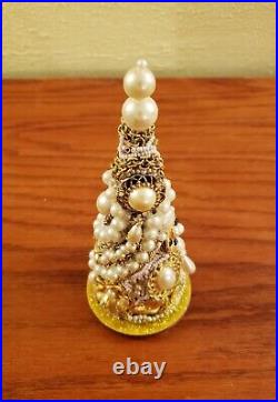 Unique Jeweled Holiday Christmas Tree Handcrafted Vintage Jewelry Tree Village