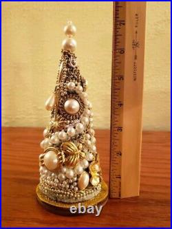 Unique Jeweled Holiday Christmas Tree Handcrafted Vintage Jewelry Tree Village