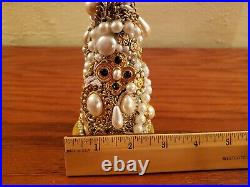 Unique Jeweled Holiday Christmas Tree Handcrafted Vintage Jewelry Tree Village