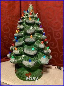 Unique Vintage 19 CERAMIC CHRISTMAS TREE Light Up 2 PIECE All Bulbs BEAUTIFUL