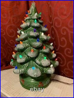 Unique Vintage 19 CERAMIC CHRISTMAS TREE Light Up 2 PIECE All Bulbs BEAUTIFUL