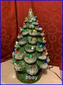 Unique Vintage 19 CERAMIC CHRISTMAS TREE Light Up 2 PIECE All Bulbs BEAUTIFUL