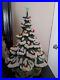 Unmarked Beautiful Vintage Ceramic Snow Tipped Green Christmas Tree 19 Light Up