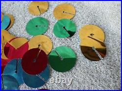 Unusual Vintage Aluminum Christmas Tree Colored Reflector Discs for POM Tips