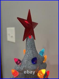 Unusual Vintage Grey Sparkly Stone-like Colorful Ceramic Christmas Tree 21 Tall