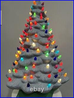 Unusual Vintage Grey Sparkly Stone-like Colorful Ceramic Christmas Tree 21 Tall