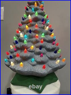 Unusual Vintage Grey Sparkly Stone-like Colorful Ceramic Christmas Tree 21 Tall