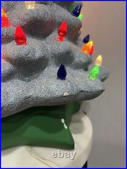 Unusual Vintage Grey Sparkly Stone-like Colorful Ceramic Christmas Tree 21 Tall