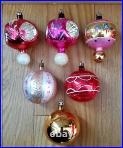 VERY NICE 12 Glass INDENT, TEARDROP Christmas Ornaments VTG Tree POLAND 4'