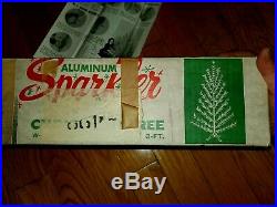 VERY NICE VTG Aluminum Sparkler 3 Ft. Christmas Tree in Box W-498 25 Branches