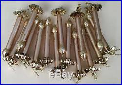 VINTAGE 15 Glass Clip on Candle Christmas Tree Ornaments-5inch-Gold-Matte RARE