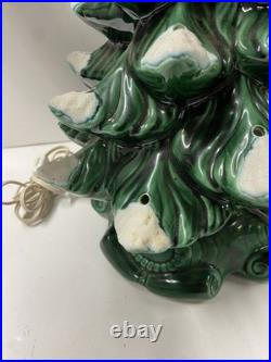 VINTAGE 16.5 CERAMIC SNOWY CHRISTMAS TREE With TOYO JAPAN MUSIC BOX