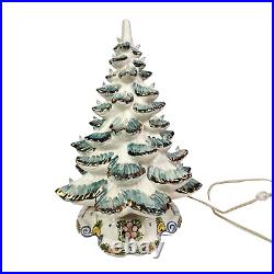 VINTAGE 17 Atlantic Mold Ceramic Lighted White Gold Christmas Tree & Music Box