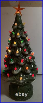 VINTAGE 19 1980's CLASSIC LIVING LIGHTED CERAMIC CHRISTMAS TREE WithBASE