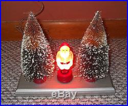 VINTAGE 1930's NOMA CHRISTMAS LIGHT DECOR FIGURAL SANTA BULB BRUSH TREES in BOX